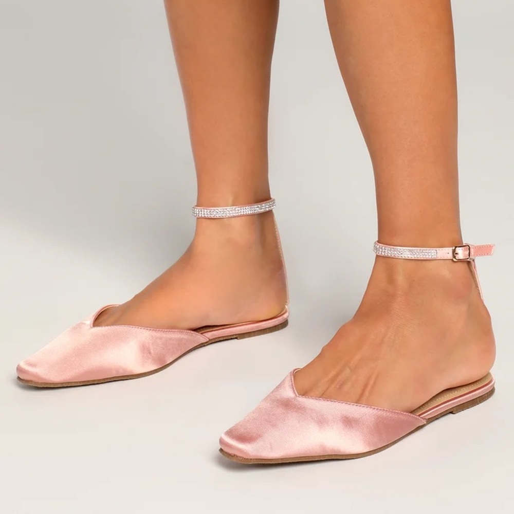 Lulu's Light Pink with Rhinestone Ankle Straps